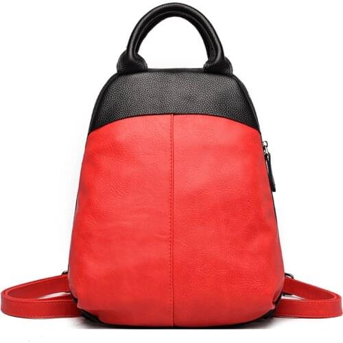 New Panelled Women Small Backpack High Quality Soft Leather Backpacks for School Teenagers Girls Fashion Ladies Travel Bookbag