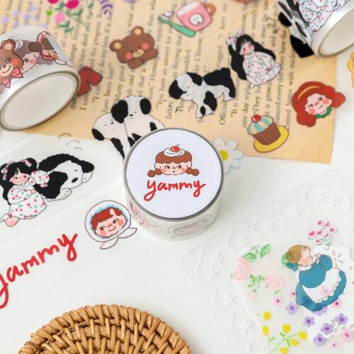Cute Washi Tape Adorable Bear Dog Girls Decorative Diy Japanese Masking Adhesive Paper For Scrapbooking Journaling Planner