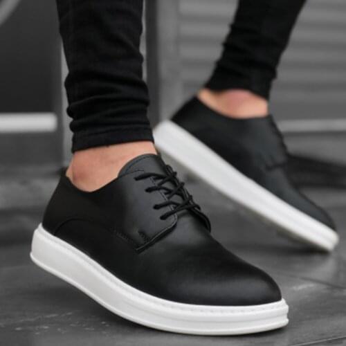 BA0003 Laced Classic Black White High Sole Casual Men Shoes Special Occasions Wearable Turkish Made Fashionable Design Cheap Price