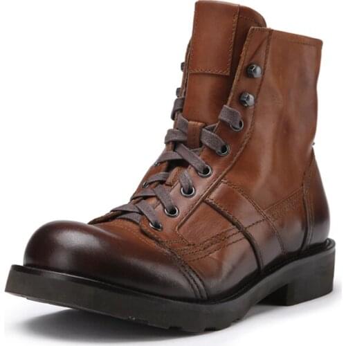 Mens Winter Boots Vintage Work Shoes High Top Wool Military Boots Brand Natural Leather Cowhide Warm Snow Boots Plus Size 45