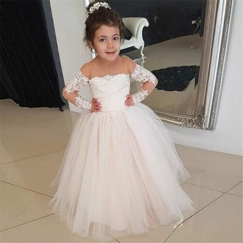 Flower Girls Dresses For Weddings Handmade Flowers Baby Child Birthday Party Gown First Communion Dress