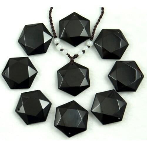 Natural stone Quartz crystal Black Obsidian Cubic Hexagram pendant for diy jewelry making necklace Accessories