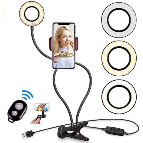 2 in 1 Selfie Ring Light Portable LED Mobile Phone Fill Light Multifunctional Beauty Lamp With Hose Clip Bracket For Live Stream