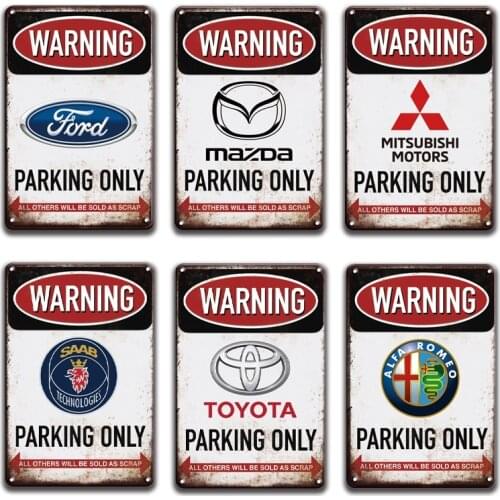 Warning Parking Only Metal Plaque Tin Sign Vintage Car Parking Notice Metal Plate Out Door Wall Sticker Retro Garage Decor Signs