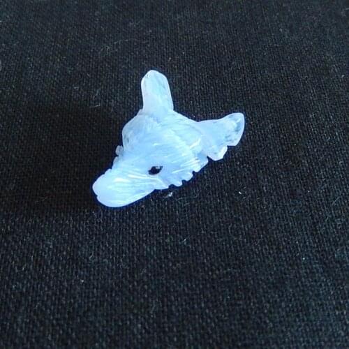 Natural Gemstone,Blue Lace Agate Carved wolf head Pendant fashion necklace Pendant Bead,Birthday gift,28x20x10mm,4.6g