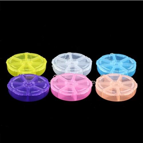 WLYeeS 7 Grids Round Empty Box Transparent for Jewelry Beads trimming case organizer Ring earring Necklace accessories Tools box