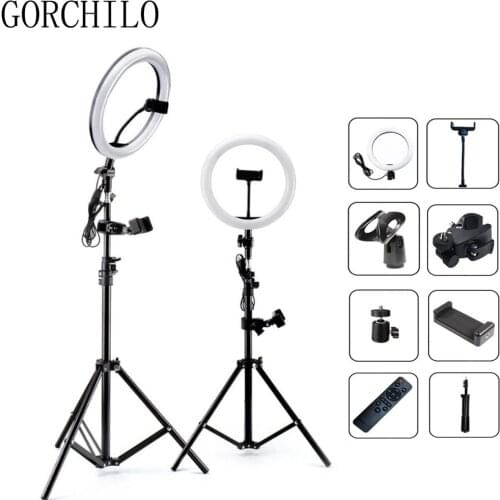 Dimmable Selfie Ring Light with Stand USB Selfie Light Ring Lamp LED Photography Ringlight with Tripod for Youtube Video Studio