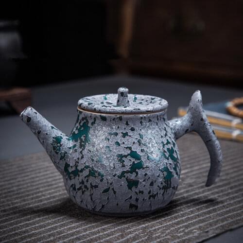 Retro Old Pottery Teapot Ceramic Lava Glaze Teapot Chinese Teaset Handgrip Pot Samll Coffee Pot