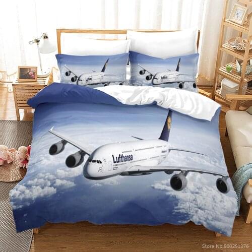 Airplane Plane Sky Clouds Duvet Cover Set 3D Printed King Size Bedding Set Soft Comforter Cover with Pillowcase Set Bedclothes