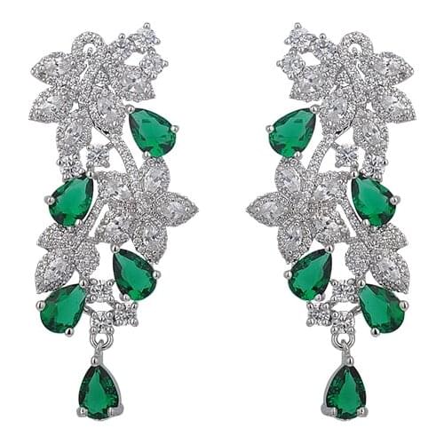 Tree design inspired jewelry vintage ethnic bohemian shiny crystal leaf&polymer clay flower chandelier stud earrings GLE5481
