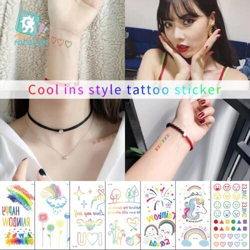 HyunA ins Style Colorful Rainbow Expression Tattoo Sticker Face Hand Lovely Body Art Fake Tatoo Temporary Waterproof Taty