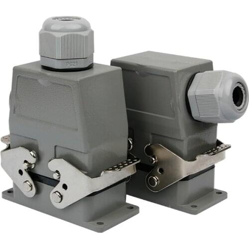 Heavy duty connector 18 core h10b-hee-018mf cold pressed rectangular industrial waterproof aviation plug and socket 16A