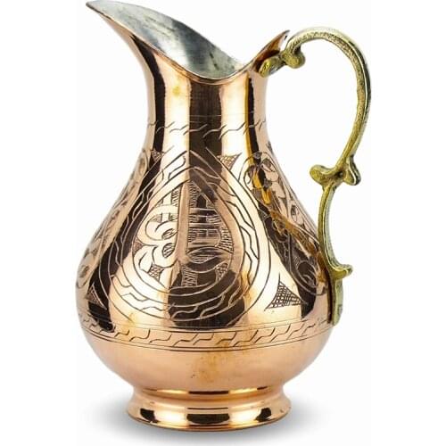 Turkish Original Copper Water or Any Other Drink Jug Antique - Mihriman Pitcher Hand Hammered Made in Turkey