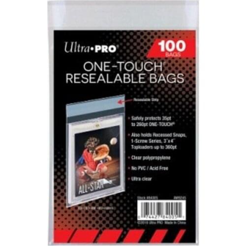 Ultra Pro 100PCS/Lot One-Touch Resealable Bags for Cards Magnetic Holder Top Loader Sleeves Cards film with strip