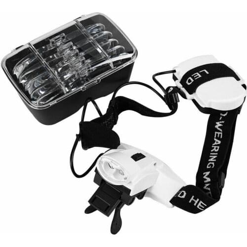 Head Visor Magnifying Glass LED Headband Eyelash Magnifying Glass with LED Lights 1X~6X