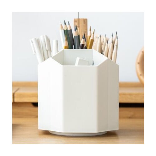 Large Capacity Rotating Pen Holder Creative Multifunctional Stationery Storage Box Office Accessories Desktop Organizer
