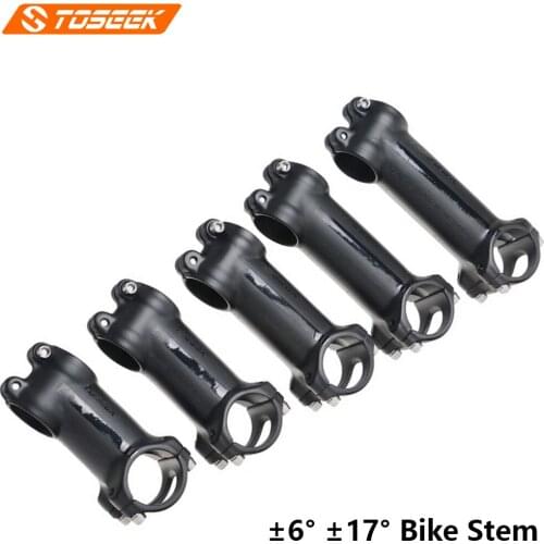 TOSEEK MTB Road Bike Stem 6/17 degrees Black High Strength Lightweight Aluminum Alloy Bicycle handlebar Stem 31.8mm For XC AM