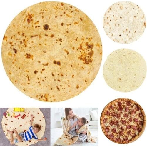 Funny Bedding Soft Warm Flannel Mexican Burrito Round Blanket Creative Plush Pancake Pattern Office Nap Air Conditioning blanket