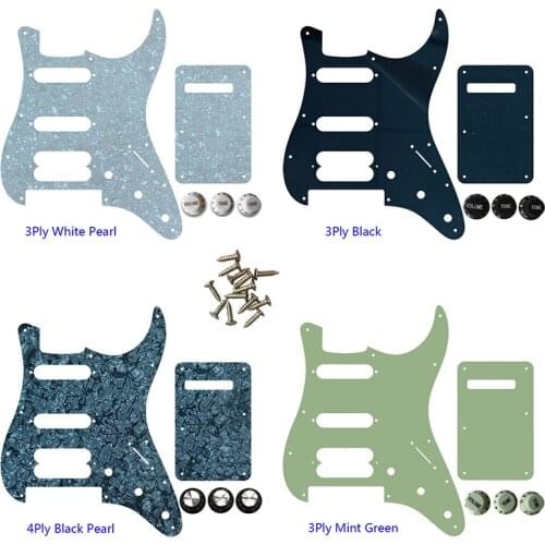 Guitar Pickguard-For US 11 Screw Holes SSH Strat With Tremolo Bridge Player Humbucker Scratch Plate & Back Plate & Control Knob