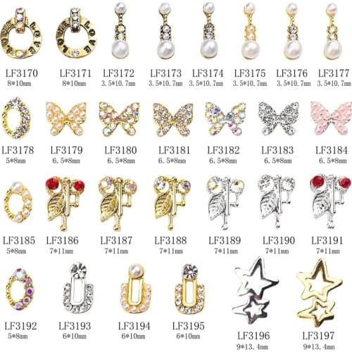 10pcs Retro Alloy 3D Nail Gems Rhinestones 7*11mm Different Shape Nail Jewelry Strass Stones For Charms Glitter Nail Accessory