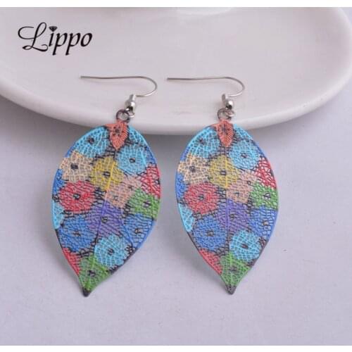2 pairs Summer Style Cheap Leaf Earring Colorful Flower Big leaves Dangle Earrings for woman