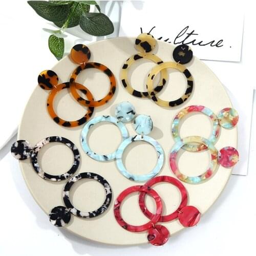 2021 New Fashion Bohemian Acrylic Earrings Big Round Hoop For Women Korea Earrings Drop Earrings Girls Jewelry Gifts