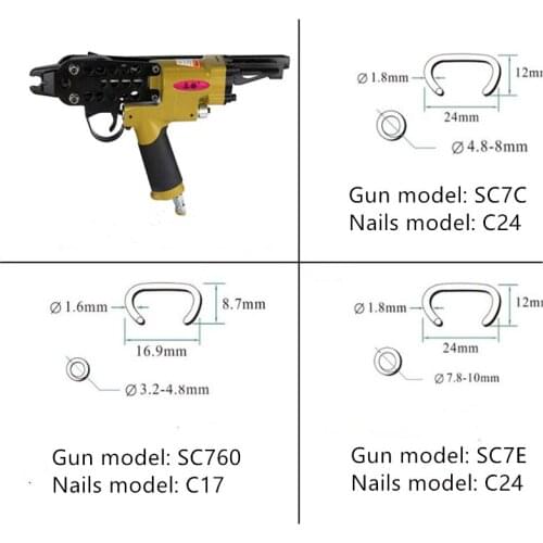 Free shipping High Quality SC760 Pneumatic C Shape Ring Plier Tool Air C-type Nailer Machine Cage Nail Gun Stapler