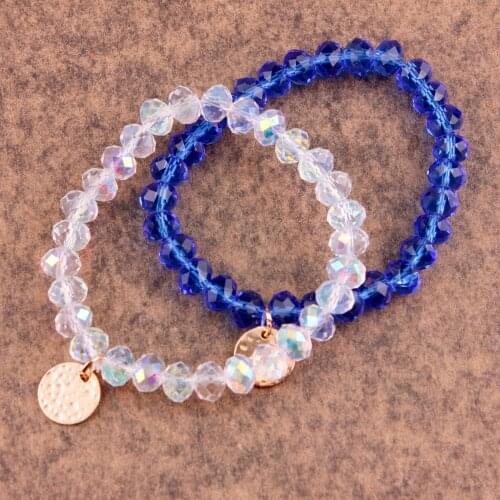 ZWPON Colored Detail 8MM Crystal Beads Bracelet 11 Colors for Women Girls Fashion Jewelry Wholesale