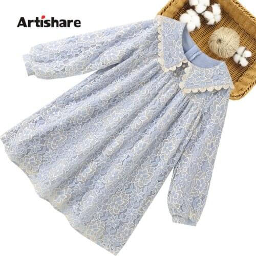 Kids Dresses For Girls Lace Floral Girls Party Dress Casual Style Child Dress Spring Autumn Costumes For Girls