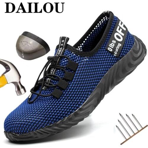 Breathable Safety Shoes Men Steel Toe Shoes Work Boots Puncture-Proof Working Shoes Mens Boots Safety Indestructible Shoes