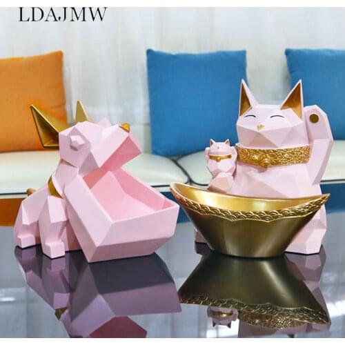 European Lucky Cat Resin Storage Jar Decoration Creative Candy Box Sundries Container Desktop Organizer Household Goods