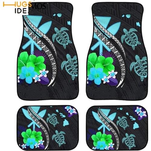 Hawaii Sea Turtle with Floral Print Universal Car Carpet Non Slip Auto Rugs Cushionfor Vans SUV Truck Vehicle Protector Pad
