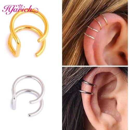 Hfarich Punk Rock Ear Clip Cuff Wrap Earrings No piercing-Clip Hollow U Pattern Statement Jewelry Wave Charm Ear Earrings Brinc