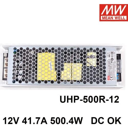 Meanwell UHP-500R-12 12V 41.7A 500.4W DC OK Single Output Switching Power Supply Active Type PFC Industrial Control LED Driver