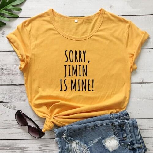 Sorry Jimin Mine Fashion Clothing T-Shirt 100% Cotton Graphic Hipster Tee Casual Short Sleeve Letter Printed Tops quotr tshirts
