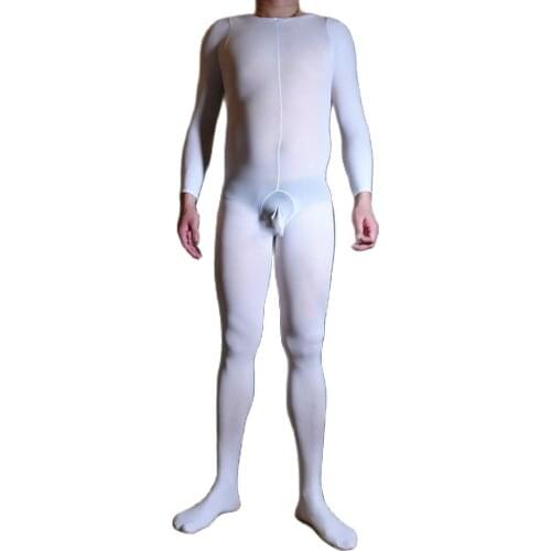 Unisex 120D Nylons Bodystocking Penis Sheath Close Open Crotch Bodysuit Tights Erotic Lingerie One Piece Lingerie Babydoll Body