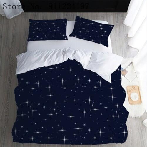 Stars Bedding Set Night Sky Bed Linen Kids Girls Boys Duvet Cover Set Black Home Textiles Galaxy Bedclothes Men Women Bed Set