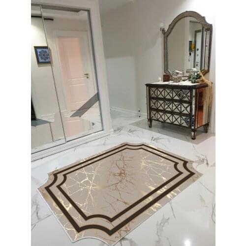 Beenda Laser-Cut Carpet Marble Patterned Carpet Washable Dust Stain-resistant Non-Slip Bottom Corridor Rug