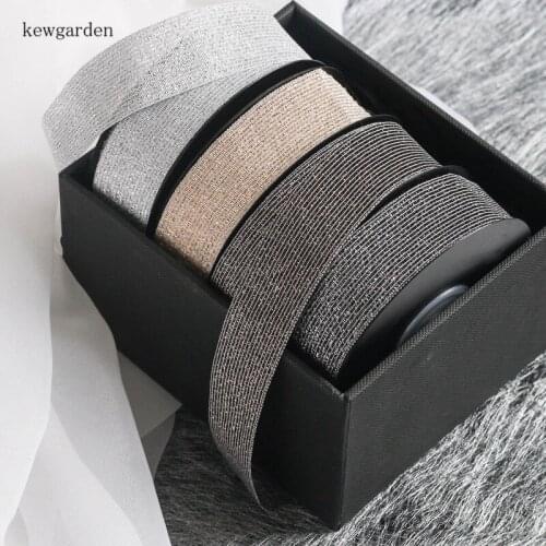 Kewgarden 1" 3/8" 25mm 10mm Stripe Gold Sliver Organza Ribbons DIY Bow Corsage Hair Accessories Handmade Tape Riband 10 Yards