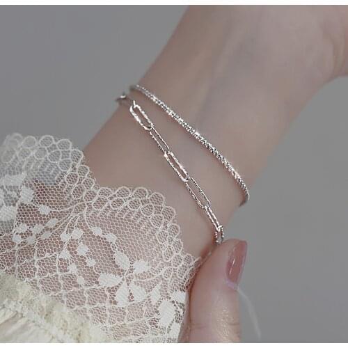 Classic Silver Color Fashion Simple Chain Bracelets for Women Minimalist Adjustable Exquisite Shine Bracelets Jewelry Gifts