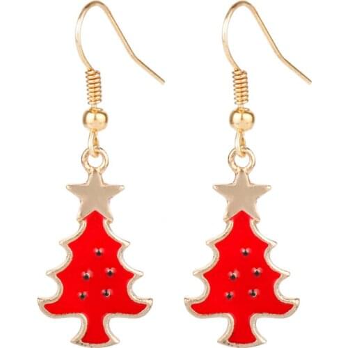 MQCHUN 2018 New Year Christmas Red Christmas Tree lovely Tree Bell Christmas Jewelry Christmas Earring For Women Gifts-15