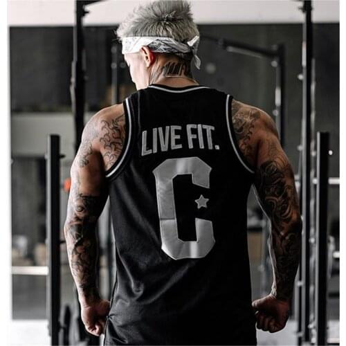 Mens Muscle Gym Workout Stringer Tank Tops Bodybuilding Fitness T-Shirts Mesh Sleeveless Training Athletic Running Cool Shirts