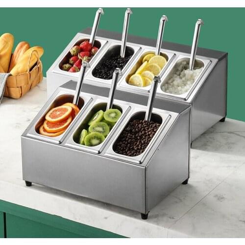 Split spice canister set kitchen 1/9 GN pan with rack Stainless Steel Seasoning canister tray Basin Pot Milk Tea Shop Jam Box