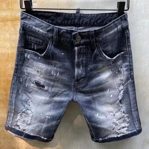 2021 New DSQ2 Mens Fashion High Street Ripped Paint Jeans D975