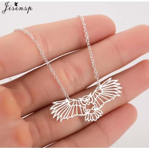 Jisensp 2019 New Arrival Unique Owl Pendant Necklace Flying Bird Choker Necklace Animal Jewelry for Women Men Party Gift