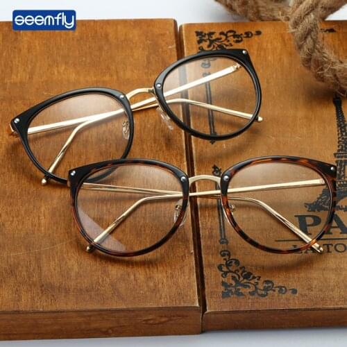 Seemfly 2021 New Vintage Oversized Glasses Frame Fashion Men Women Clear Computer Goggles Flat Lens Spectacles For Male Female