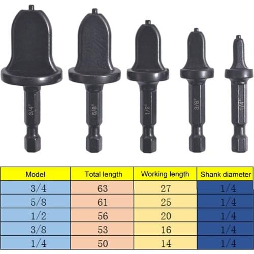5Pcs/Pack Tube Expander Air Conditioner Copper Pipe Swaging Tool Round Handle Drill Bit Pipe Flaring (1/2, 1/4, 3/4, 3/8, 5/8)mm
