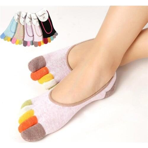 Recommend !! Womens Five Toe Socks 5Pairs/Tot Shallow Mouth Short Sock Lady And Women Cotton Finger Boat Socks