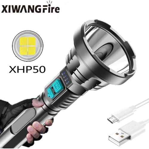 Super XHP50 Tactical Flashlight LED Flashlight with Built-in 18650 Battery USB Rechargeable Waterproof Light Lantern Torch