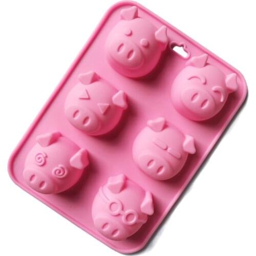 Currently Available Wholesale 6 Cavity Pig Silicone Cake Mold Rice Cake Mold XG799